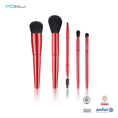 5PCS Magnetic Metal Handle ชุดแปรงเครื่องสำอางพร้อมฉลากส่วนตัว Premium Synthetic Hair Make up Brush