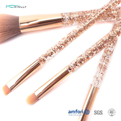 Glitter Rose Gold Ferrule Makeup Brush Gift Set 5pcs for Eyeliner Eyeshadow