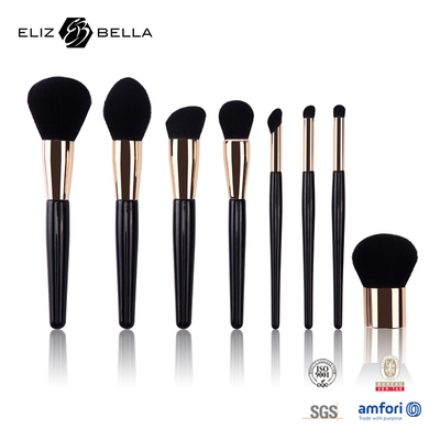 แปรงแต่งหน้าขนสังเคราะห์สีดำคลาสสิก Kabuki Golden Aluminium Ferrule เป็นมิตรกับสิ่งแวดล้อม