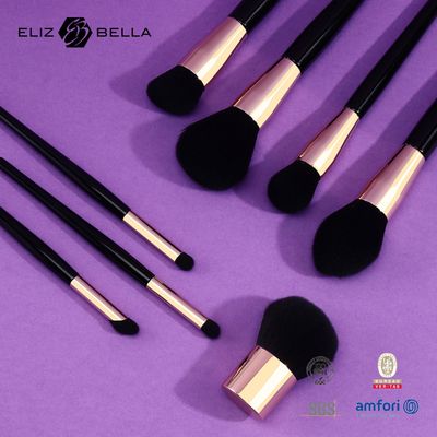 แปรงแต่งหน้าขนสังเคราะห์สีดำคลาสสิก Kabuki Golden Aluminium Ferrule เป็นมิตรกับสิ่งแวดล้อม