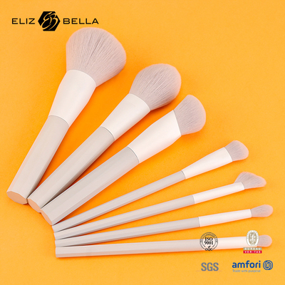 7 ชิ้นแปรงแต่งหน้าด้วยผมสังเคราะห์ และยืนมือพลาสติก อลูมิเนียม Ferrule, OEM คําสั่งต้อนรับ