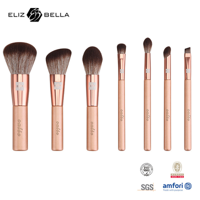 7pcs เครื่องแปรงแต่งหน้าเดินทางที่สามารถปรับแต่งได้ พร้อมมือพลาสติกและผมสังเคราะห์