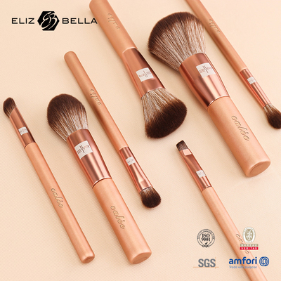 7pcs เครื่องแปรงแต่งหน้าเดินทางที่สามารถปรับแต่งได้ พร้อมมือพลาสติกและผมสังเคราะห์