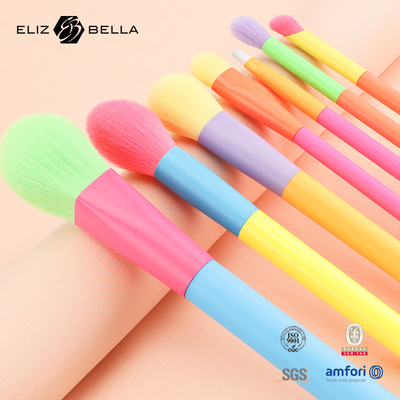 12PCS ผ้าแปรงเครื่องสําอางด้วยมือไม้สีสันและโลโก้ที่กําหนดเอง