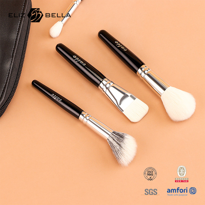 ปรับปรุง 9 ชิ้น Travel Pro เครื่องแปรงแต่งหน้า ด้วยมือไม้ดําและอัลลูมิเนียม