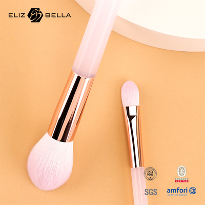 5pcs สีชมพูพลาสติกมือเครื่องสําอางแปรง, สายสําอางแปรงผมสังเคราะห์ ชุด, พอด, ตา blendiang, ตาเงาแปรง
