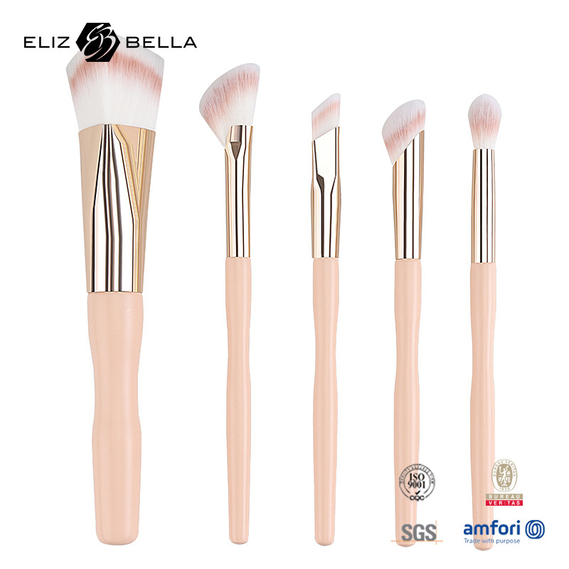 5pcs ราคาโรงงาน โลโก้ที่กําหนดเอง 100% ผมสังเคราะห์ วีแกน ใบหน้า ตาเครื่องสําอาง ชุดแปรง