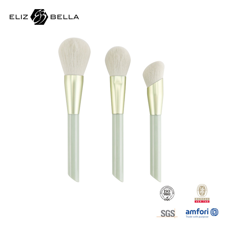 3pcs การปรับปรุงเครื่องสําอางค์แปรงสําหรับผง,บลัช,แปรงบลูท,พลาสติกมือและอลูมิเนียม ferrule