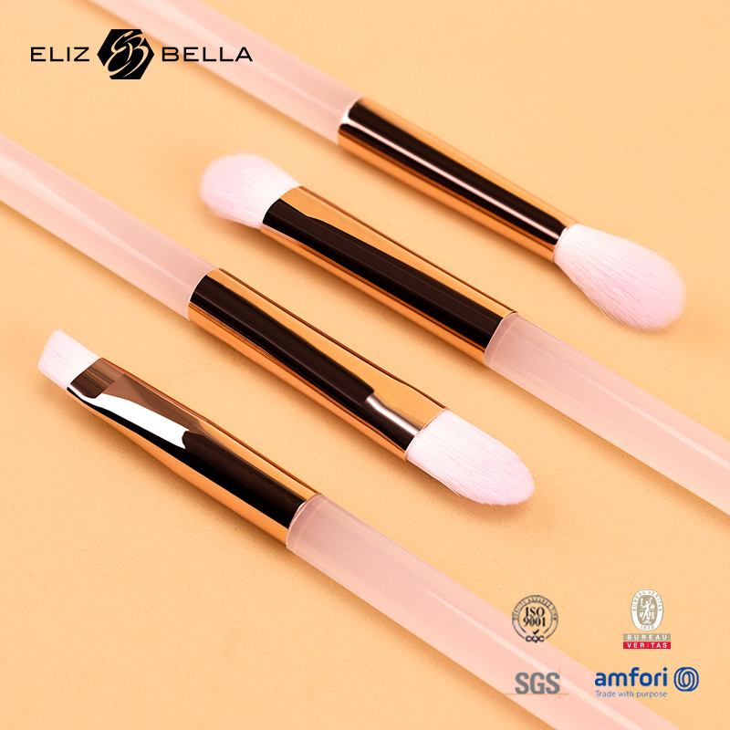 5pcs สีชมพูพลาสติกมือเครื่องสําอางแปรง, สายสําอางแปรงผมสังเคราะห์ ชุด, พอด, ตา blendiang, ตาเงาแปรง