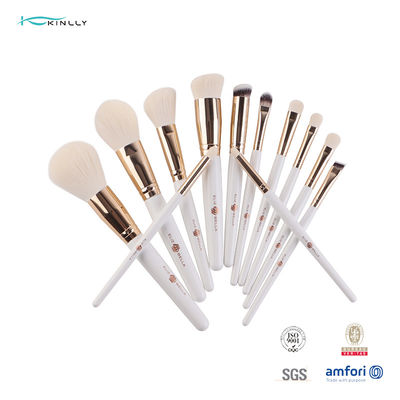 เป็นมิตรกับสิ่งแวดล้อม 12 ชิ้น Gold Ferrule ชุดแปรงเครื่องสำอางแป้งผสมรองพื้น